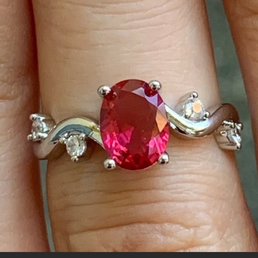 Sterling Silver Ruby Ring 925 - image 1